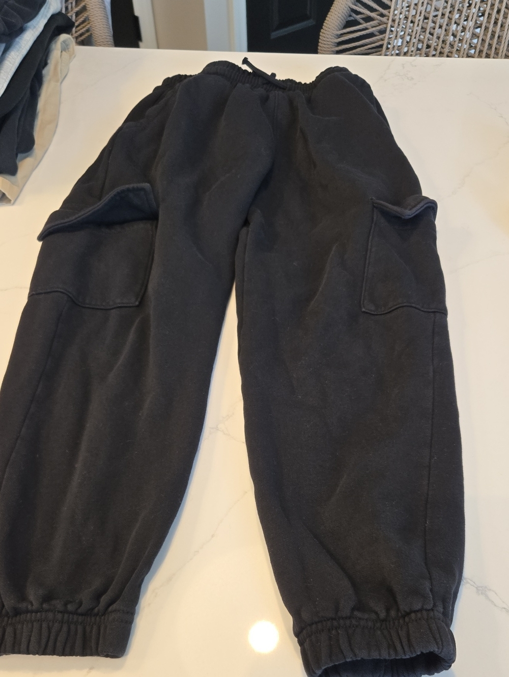 H&M Black Kids Cargo Sweatpants with Elastic Waistband
